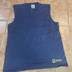 VINTAGE 90s Nike Basketball T Shirt Size L Sleevless Cotton Center Swoosh Gym